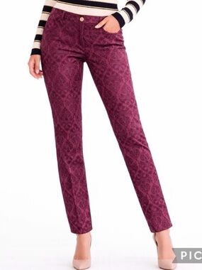 Michael Michael Kors Pants Burgundy Maroon Jacquard Damask 2 Chic Party